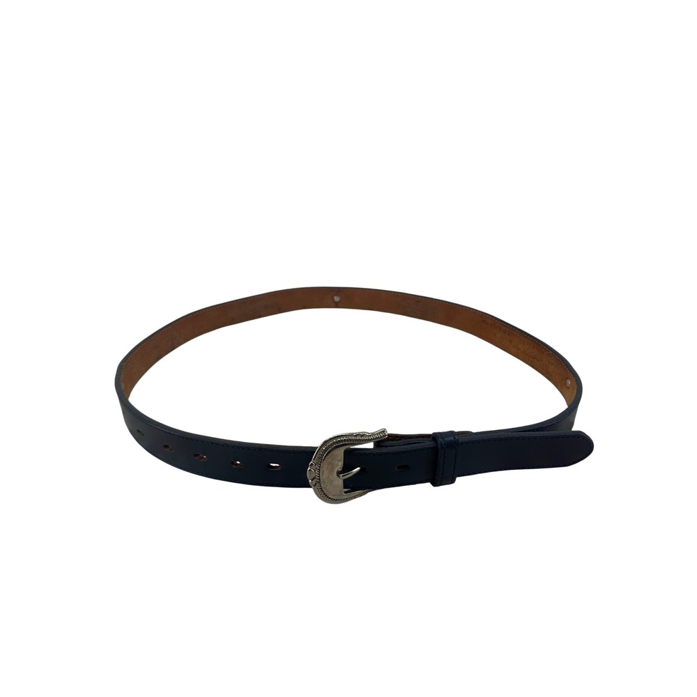 Nocona Navy Blue Leather Western Heart Concho Belt Made in Texas Size 32